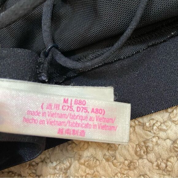 Victoria’s Secret PINK Black Lace Bralette with Multi‎ Strap Back Size Medium - Picture 9 of 12